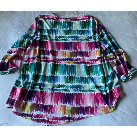 Alfred Dunner Woman 3/4 Sleeve Blouse Geometric Multicolor Pattern Bead Size 3X - Picture 7 of 7